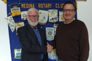 The Rotary Club of Medina welcomes Michael Pratt and Ray Chaya.